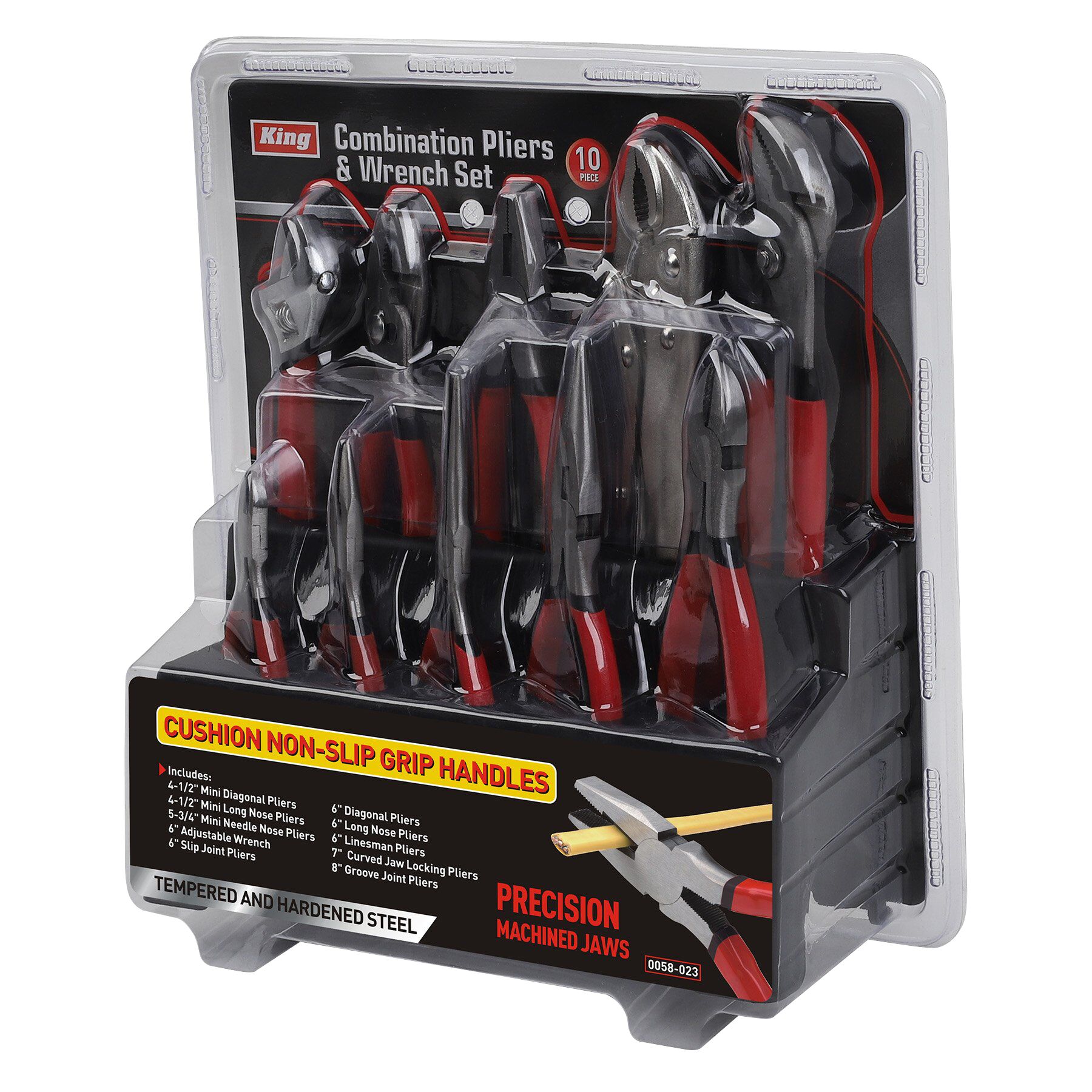 King Tool & Equipment 10 Piece Plier & Wrench Set