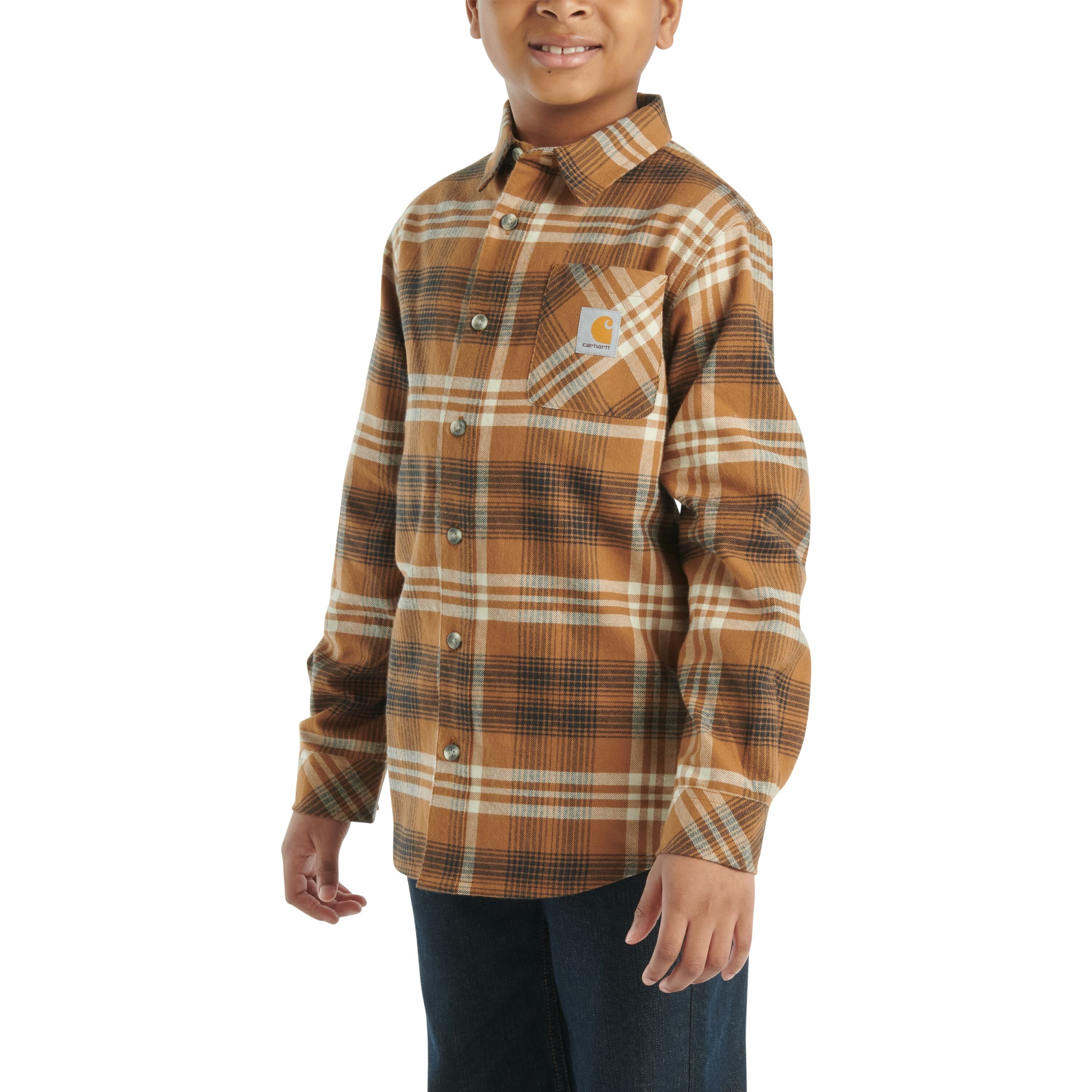 Boys' Long Sleeve Flannel Button-Front Shirt