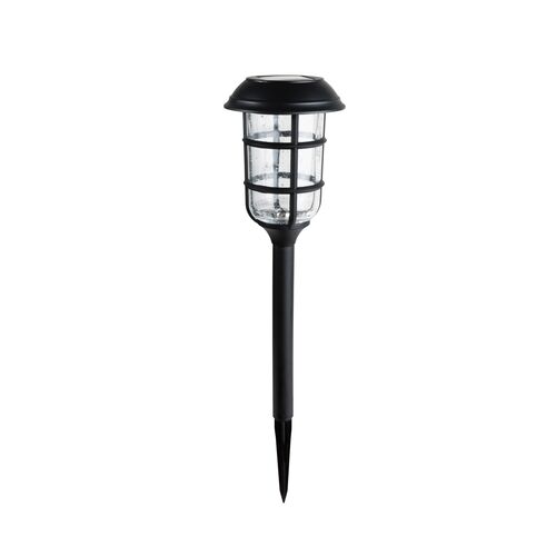 Solar Black Plastic & Bubble Glass Lens LED Stake Light