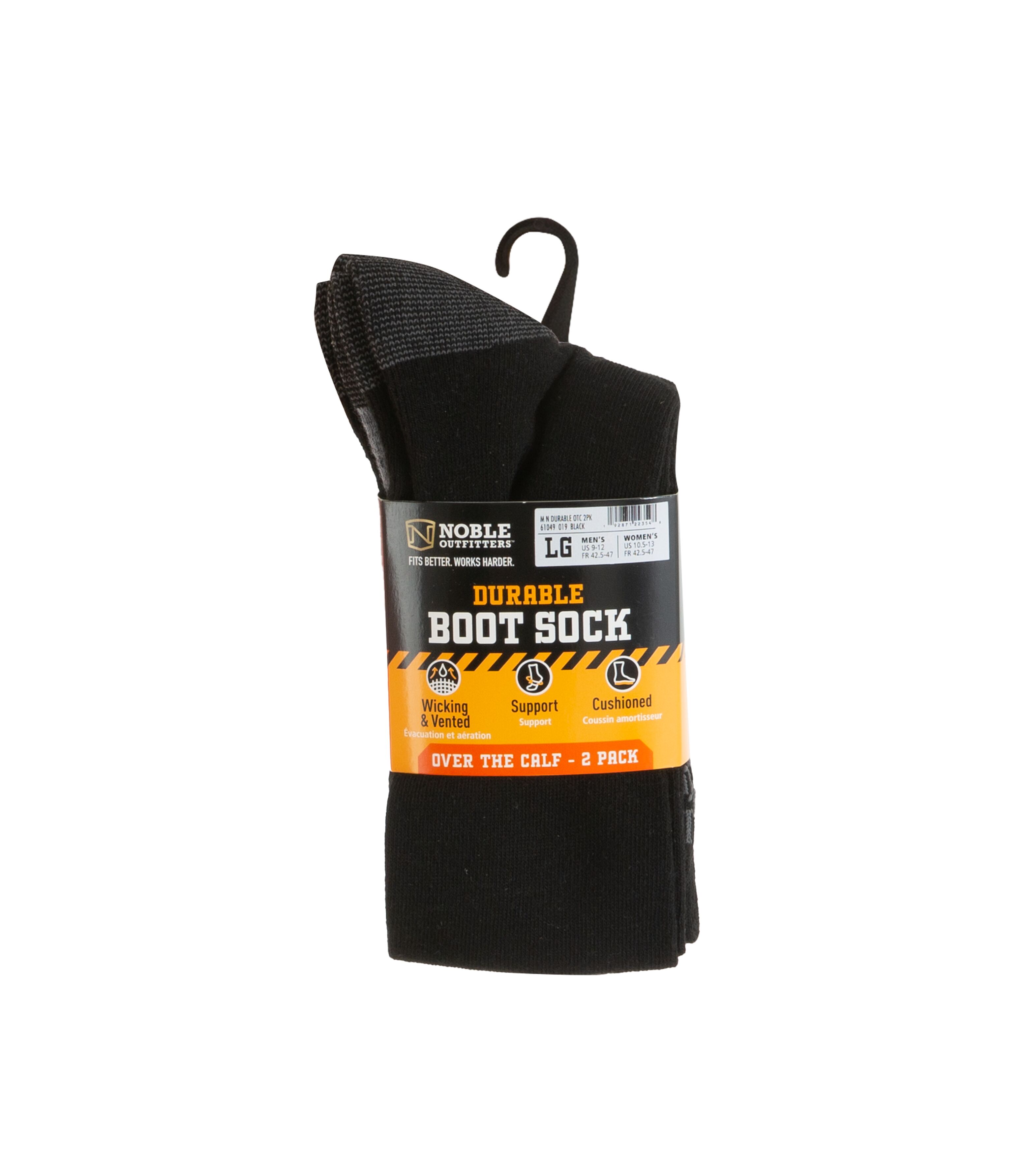 Men's Durable Over the Calf Boot Socks 2-Pack