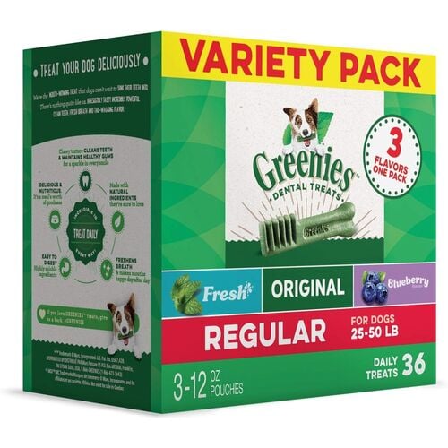 Variety Regular Dental Dog Treats - 36 Count