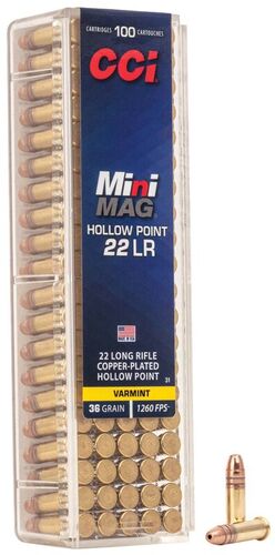 Mini-Mag 22 LR 36 Grain CPHP Ammunition - 100 Cartridges