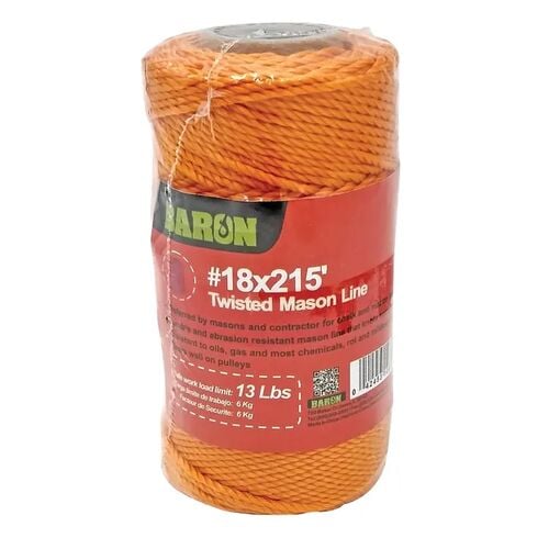 Twisted Mason Line in Orange - #18 x 215'