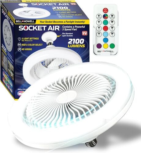 Socket Air Wireless Ceiling Fan Light with Remote Control