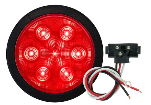 Red Lens 4" Round Sealed LED Tail Light Kit
