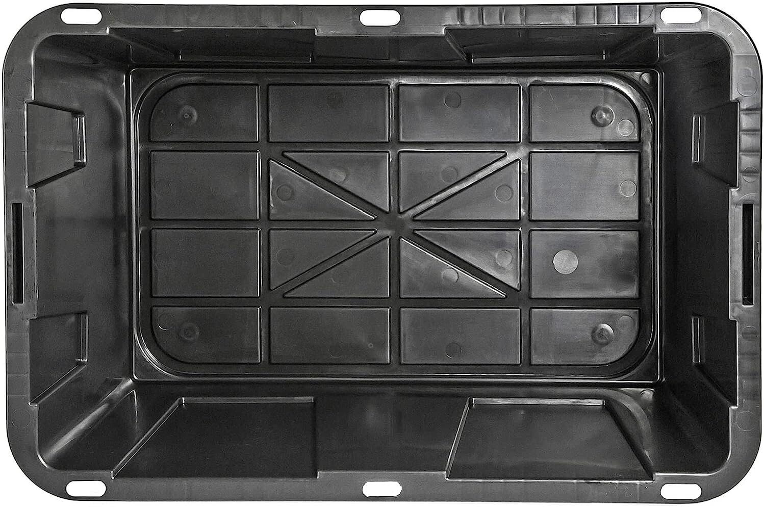 27 Gallon Plastic Storage Container – Snap-On Lid, Rectangle – Pack Of 2 – Black, USA Made