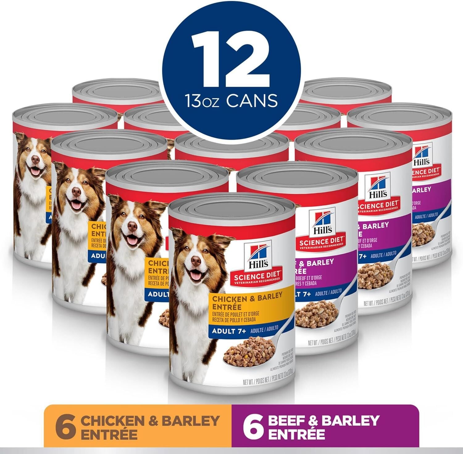 Hill's Science Diet Adult 7+ Entree Can Variety Pack Dog Food - 12