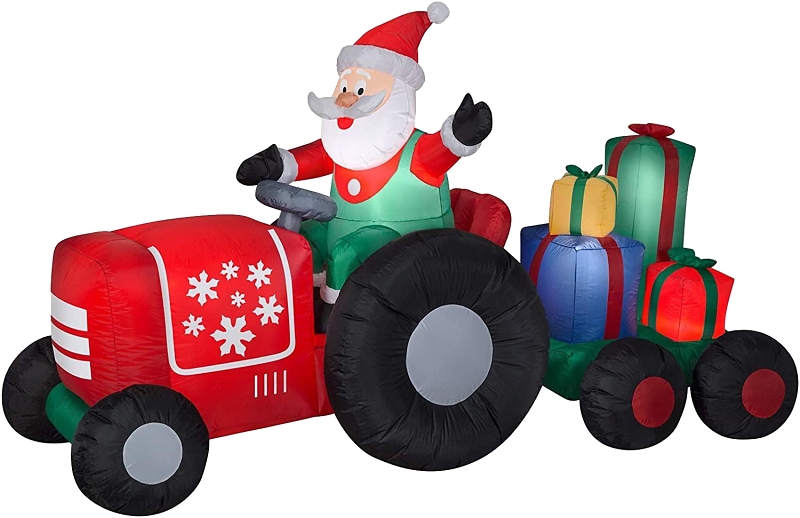 Inflatable Santa Tractor And Trailer