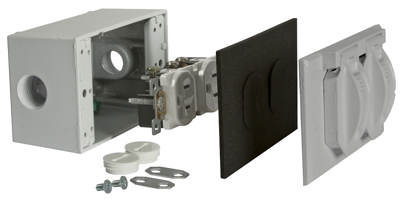 Receptacle/Cvr Dplx Kit Gry 1G