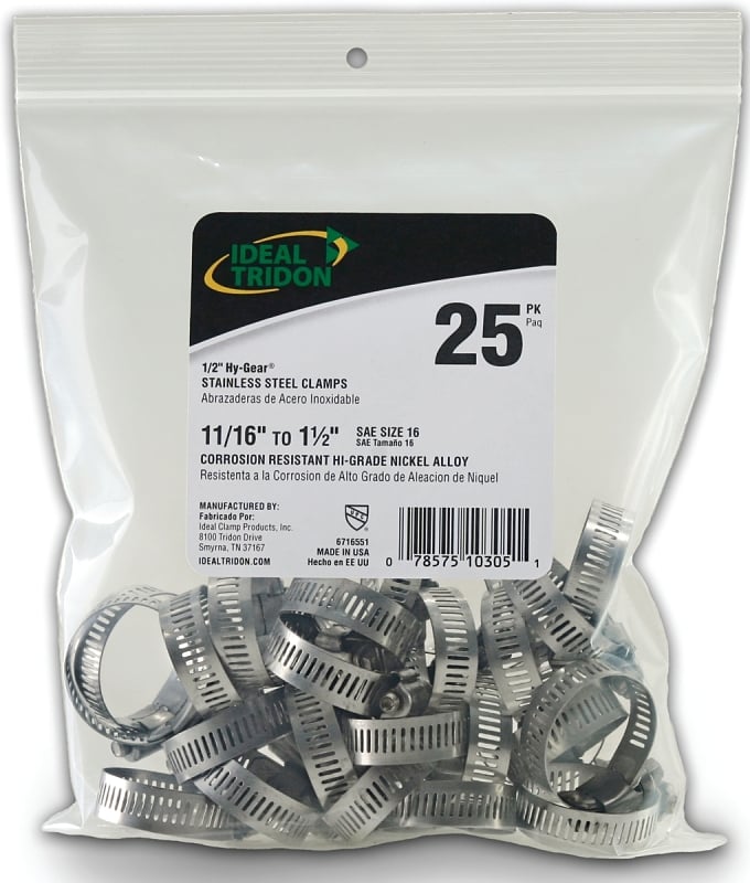 Hy-Gear 67-6 Series 6716550 Worm Gear Hose Clamp - Bag of 25