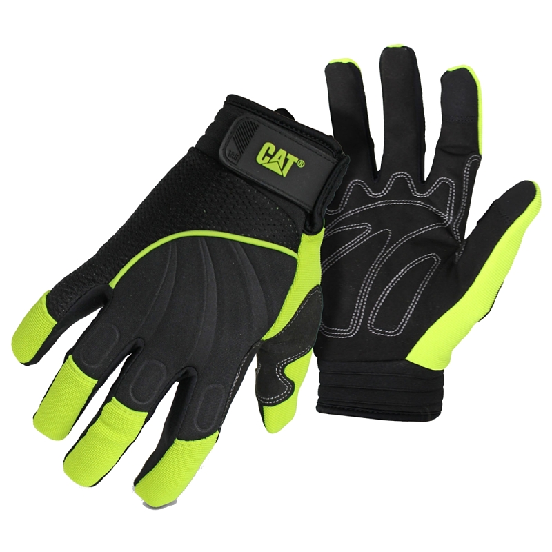 Cat012224-M High-Visibility Mechanic Gloves