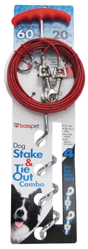 Pdq 01316 Tie-Out/Spiral Stake Combo