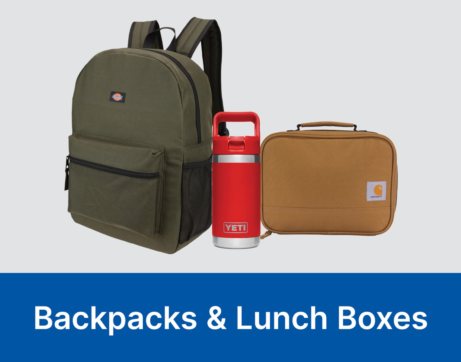 backpacks and lunch boxes at theisens