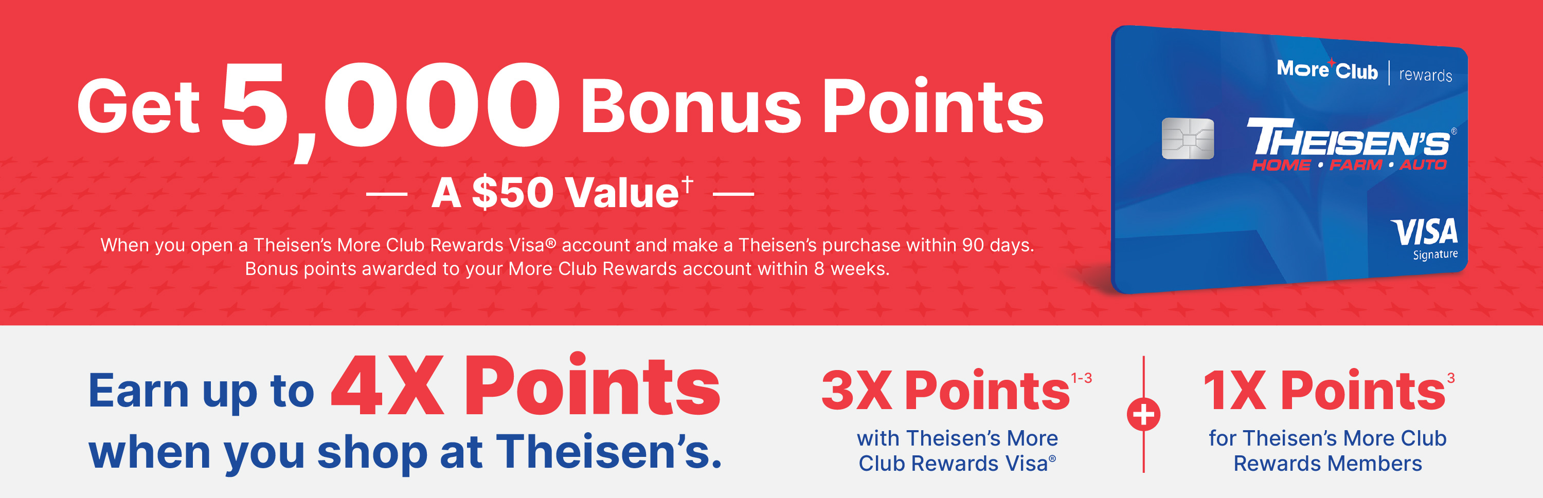 Earn up to 4x points when you shop at Theisen's.